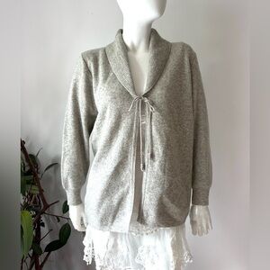 Lambswool Gray Women's Sweater with Shawl Collar vintage